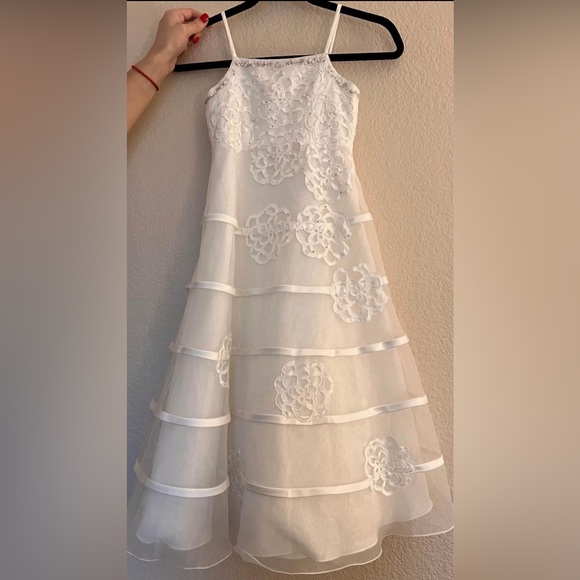David’s Bridal Flower Girl Formal Wear Communion Ivory Embroidered Dress SZ 6/7 - Picture 8 of 8